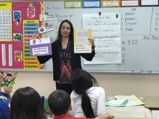 Woman teaching in a classroom